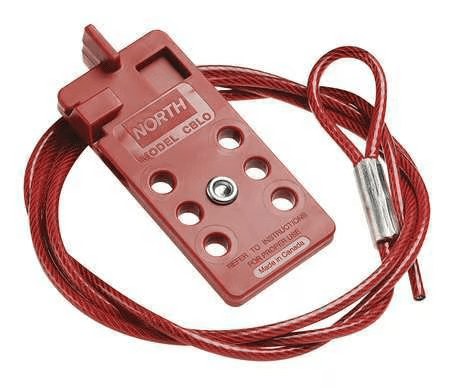 Cable Lock - Out Device - High - viz red nylon hasp holds 6 padlocks. Galvanized cable, PVC coated. Cable length 6ft - ArmsCBLOK06R